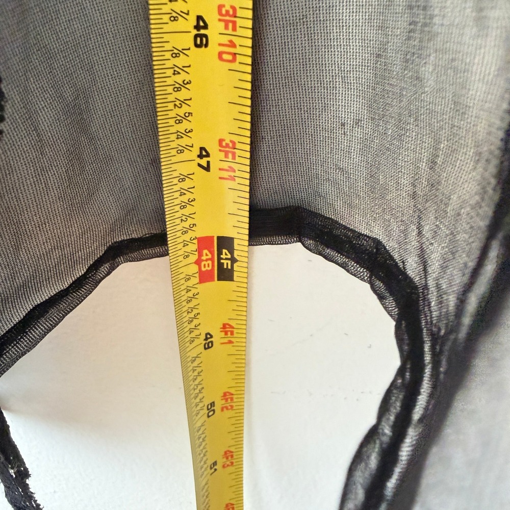 Vintage Perfectform Black Sheer Nylon Peignoir Robe XL Lace Bell Sleeve USA - Picture 9 of 10